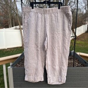 J. Jill Pure Jill Women’s 100% Linen Pull On Beige Cropped Pants Size 2X *FLAW*